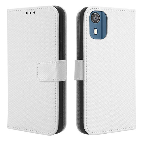 Leather Case Stands Flip Cover Holder BY1 for Nokia C02 White