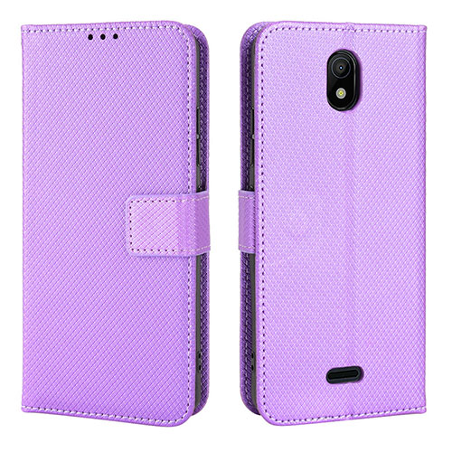 Leather Case Stands Flip Cover Holder BY1 for Nokia C100 Purple