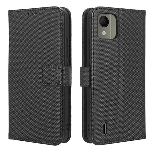 Leather Case Stands Flip Cover Holder BY1 for Nokia C110 Black