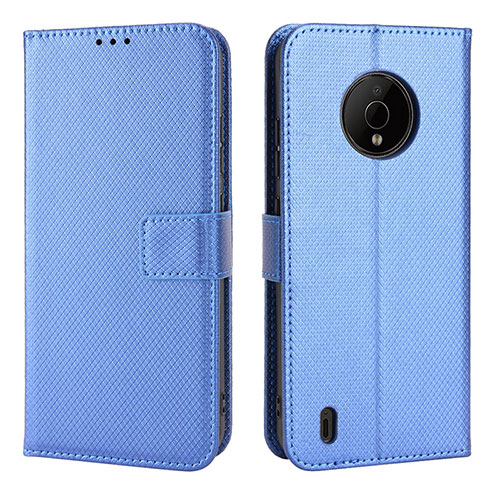 Leather Case Stands Flip Cover Holder BY1 for Nokia C200 Blue