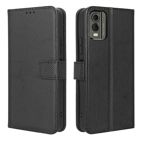 Leather Case Stands Flip Cover Holder BY1 for Nokia C210 Black