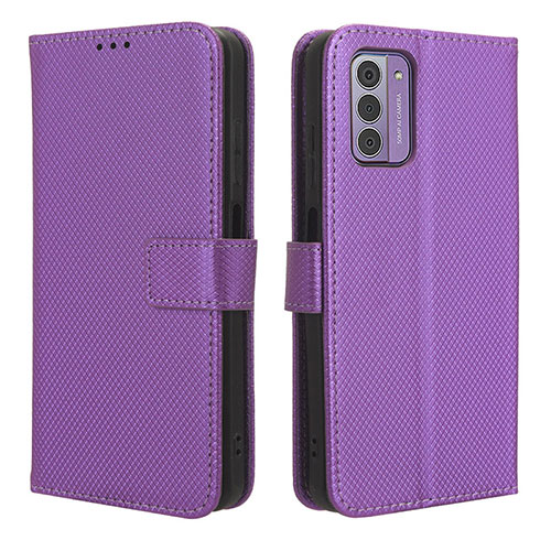 Leather Case Stands Flip Cover Holder BY1 for Nokia C300 Purple