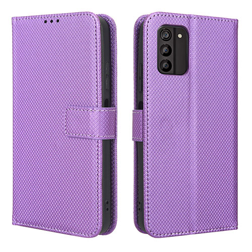 Leather Case Stands Flip Cover Holder BY1 for Nokia G100 Purple