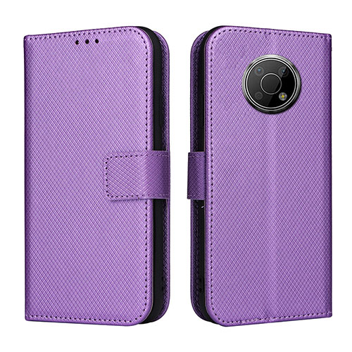 Leather Case Stands Flip Cover Holder BY1 for Nokia G300 5G Purple