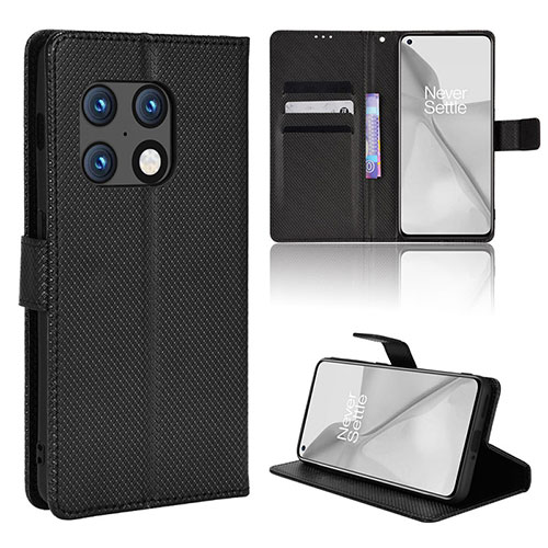 Leather Case Stands Flip Cover Holder BY1 for OnePlus 10 Pro 5G Black