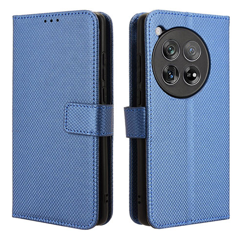 Leather Case Stands Flip Cover Holder BY1 for OnePlus 12 5G Blue