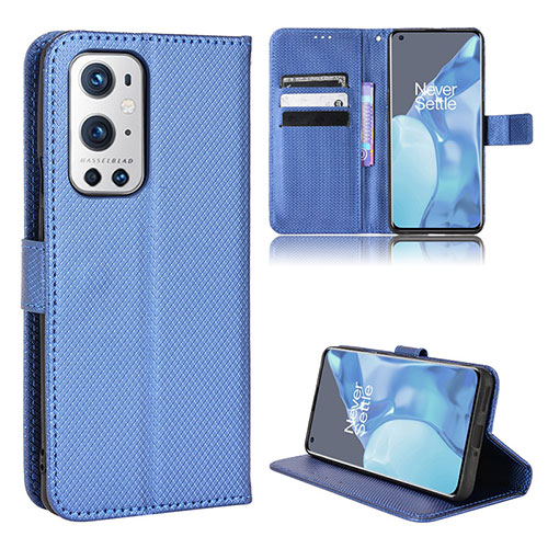 Leather Case Stands Flip Cover Holder BY1 for OnePlus 9 Pro 5G Blue