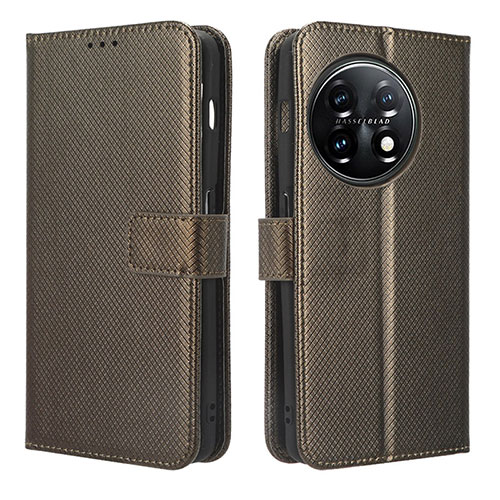 Leather Case Stands Flip Cover Holder BY1 for OnePlus Ace 2 5G Brown