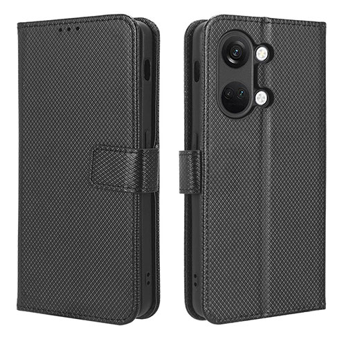 Leather Case Stands Flip Cover Holder BY1 for OnePlus Ace 2V 5G Black