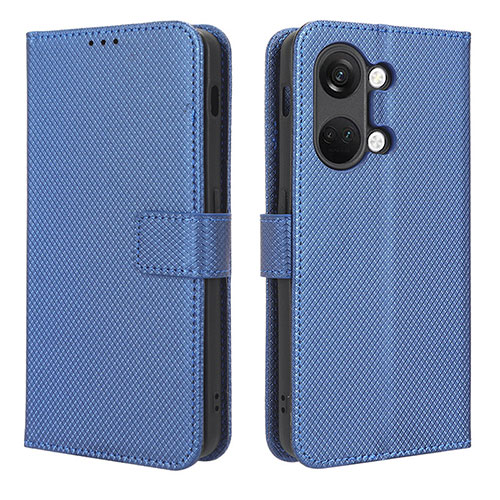 Leather Case Stands Flip Cover Holder BY1 for OnePlus Ace 2V 5G Blue