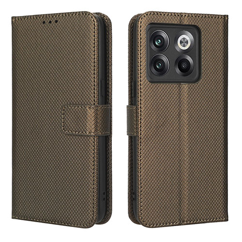 Leather Case Stands Flip Cover Holder BY1 for OnePlus Ace Pro 5G Brown