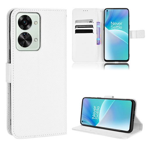 Leather Case Stands Flip Cover Holder BY1 for OnePlus Nord 2T 5G White