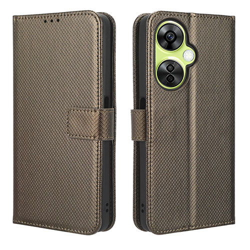 Leather Case Stands Flip Cover Holder BY1 for OnePlus Nord CE 3 Lite 5G Brown