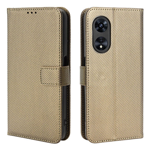 Leather Case Stands Flip Cover Holder BY1 for Oppo A1 Pro 5G Brown