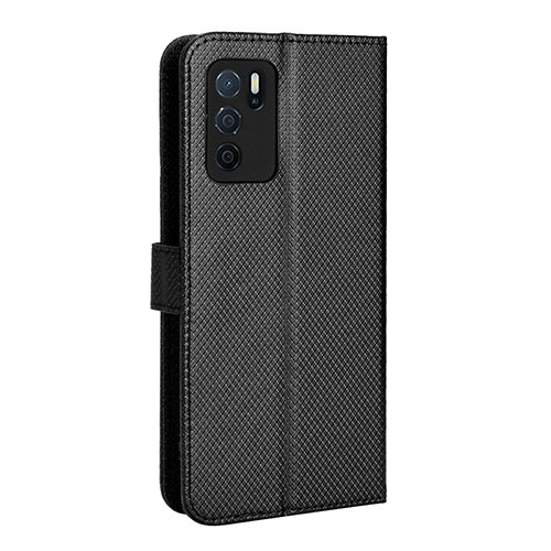 Leather Case Stands Flip Cover Holder BY1 for Oppo A16s Black