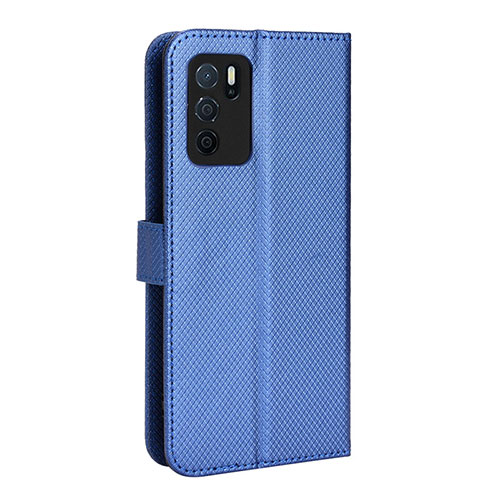 Leather Case Stands Flip Cover Holder BY1 for Oppo A16s Blue