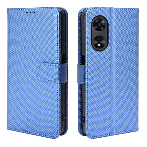 Leather Case Stands Flip Cover Holder BY1 for Oppo A1x 5G Blue