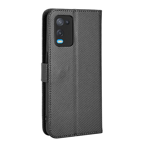 Leather Case Stands Flip Cover Holder BY1 for Oppo A54 4G Black