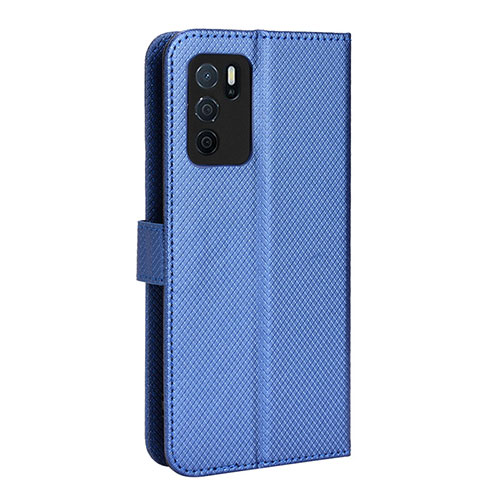 Leather Case Stands Flip Cover Holder BY1 for Oppo A54s Blue