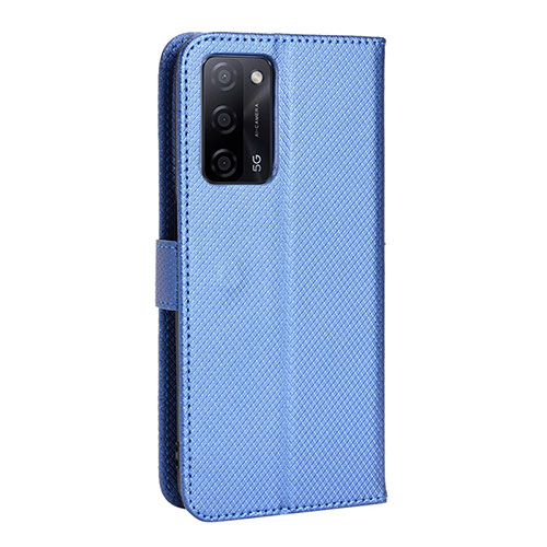 Leather Case Stands Flip Cover Holder BY1 for Oppo A55 5G Blue