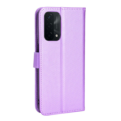 Leather Case Stands Flip Cover Holder BY1 for Oppo A93 5G Purple