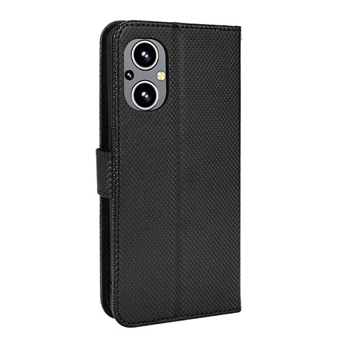 Leather Case Stands Flip Cover Holder BY1 for Oppo A96 5G Black