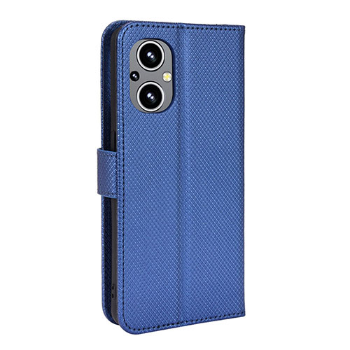 Leather Case Stands Flip Cover Holder BY1 for Oppo A96 5G Blue