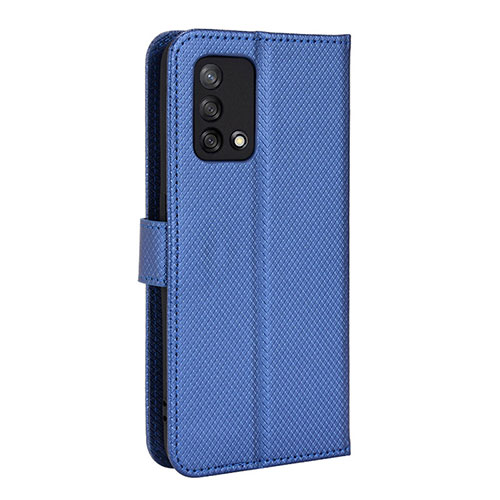 Leather Case Stands Flip Cover Holder BY1 for Oppo F19 Blue