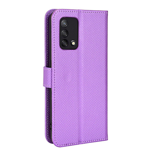 Leather Case Stands Flip Cover Holder BY1 for Oppo F19 Purple