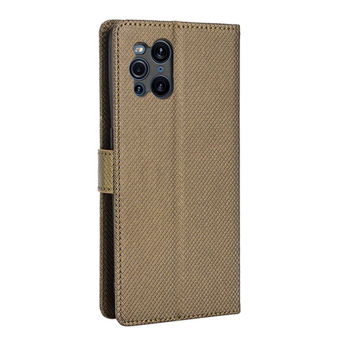 Leather Case Stands Flip Cover Holder BY1 for Oppo Find X3 Pro 5G Brown