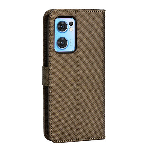 Leather Case Stands Flip Cover Holder BY1 for Oppo Find X5 Lite 5G Brown