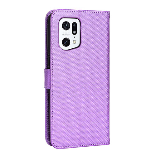 Leather Case Stands Flip Cover Holder BY1 for Oppo Find X5 Pro 5G Purple