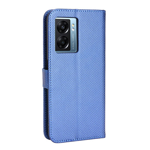 Leather Case Stands Flip Cover Holder BY1 for Oppo K10 5G India Blue