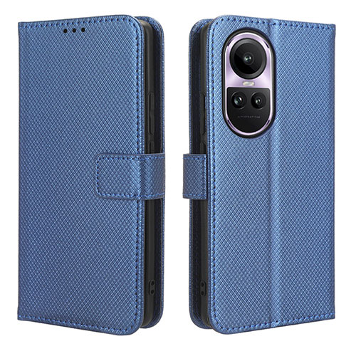 Leather Case Stands Flip Cover Holder BY1 for Oppo Reno10 5G Blue