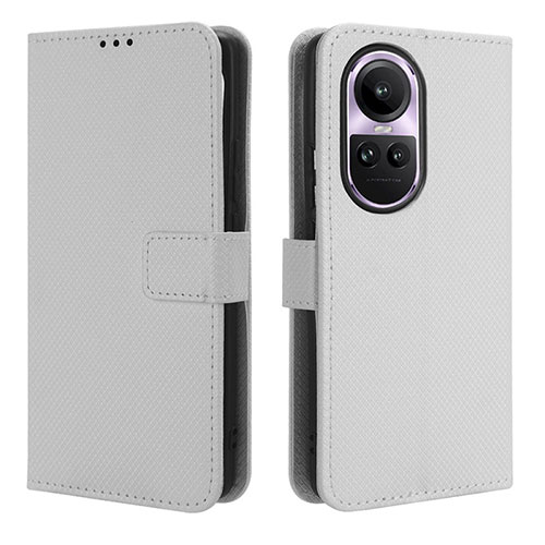 Leather Case Stands Flip Cover Holder BY1 for Oppo Reno10 Pro 5G White