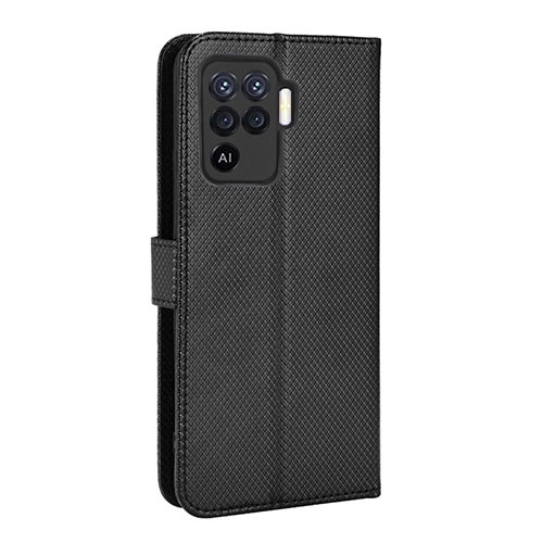 Leather Case Stands Flip Cover Holder BY1 for Oppo Reno5 F Black