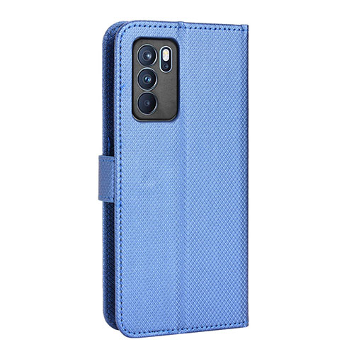 Leather Case Stands Flip Cover Holder BY1 for Oppo Reno6 Pro 5G India Blue