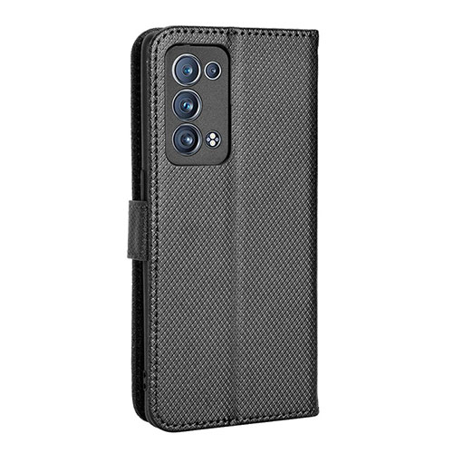 Leather Case Stands Flip Cover Holder BY1 for Oppo Reno6 Pro+ Plus 5G Black