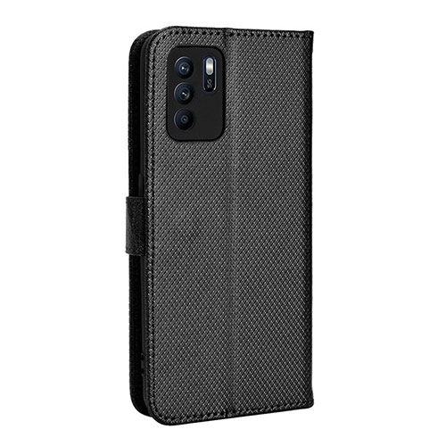 Leather Case Stands Flip Cover Holder BY1 for Oppo Reno6 Z 5G Black