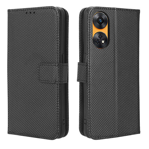 Leather Case Stands Flip Cover Holder BY1 for Oppo Reno8 T 4G Black