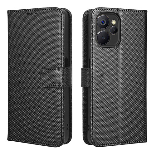 Leather Case Stands Flip Cover Holder BY1 for Realme 10T 5G Black