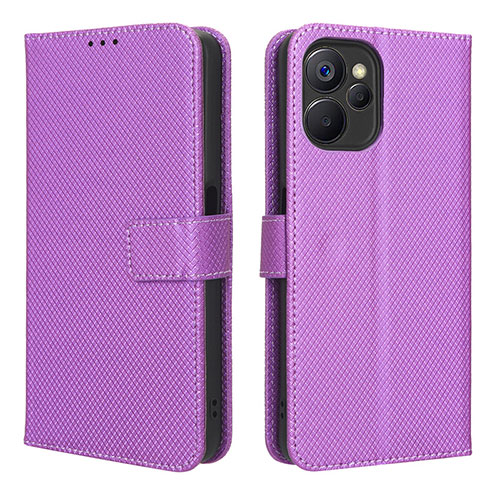 Leather Case Stands Flip Cover Holder BY1 for Realme 10T 5G Purple