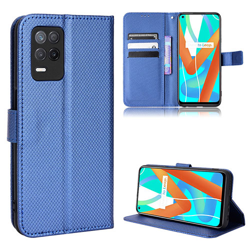 Leather Case Stands Flip Cover Holder BY1 for Realme 8s 5G Blue