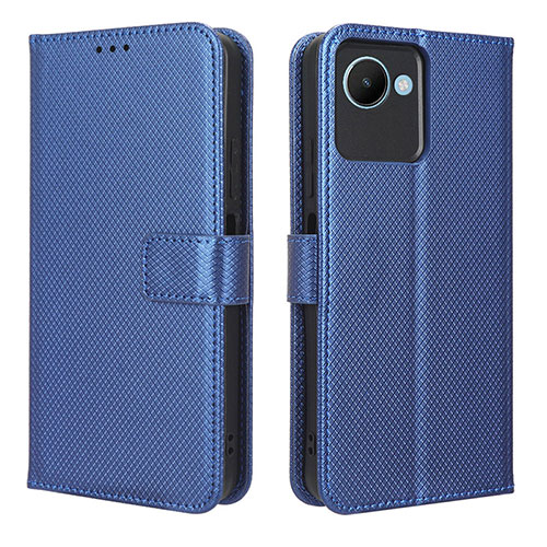 Leather Case Stands Flip Cover Holder BY1 for Realme C30 Blue