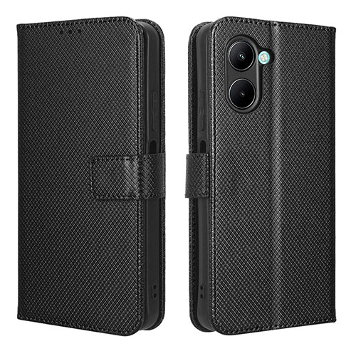 Leather Case Stands Flip Cover Holder BY1 for Realme C33 Black