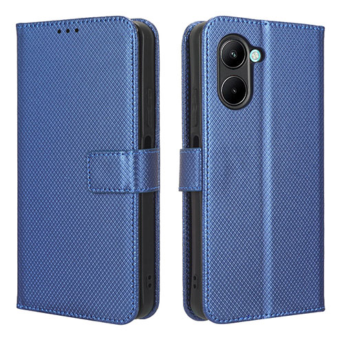 Leather Case Stands Flip Cover Holder BY1 for Realme C33 Blue