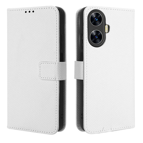 Leather Case Stands Flip Cover Holder BY1 for Realme C55 White