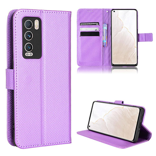 Leather Case Stands Flip Cover Holder BY1 for Realme GT Master Explorer 5G Purple