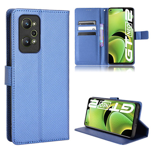 Leather Case Stands Flip Cover Holder BY1 for Realme GT Neo 3T 5G Blue