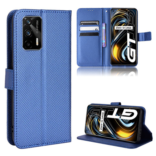 Leather Case Stands Flip Cover Holder BY1 for Realme GT Neo 5G Blue